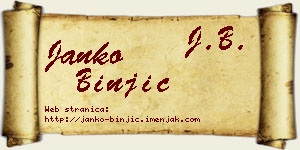 Janko Binjić vizit kartica